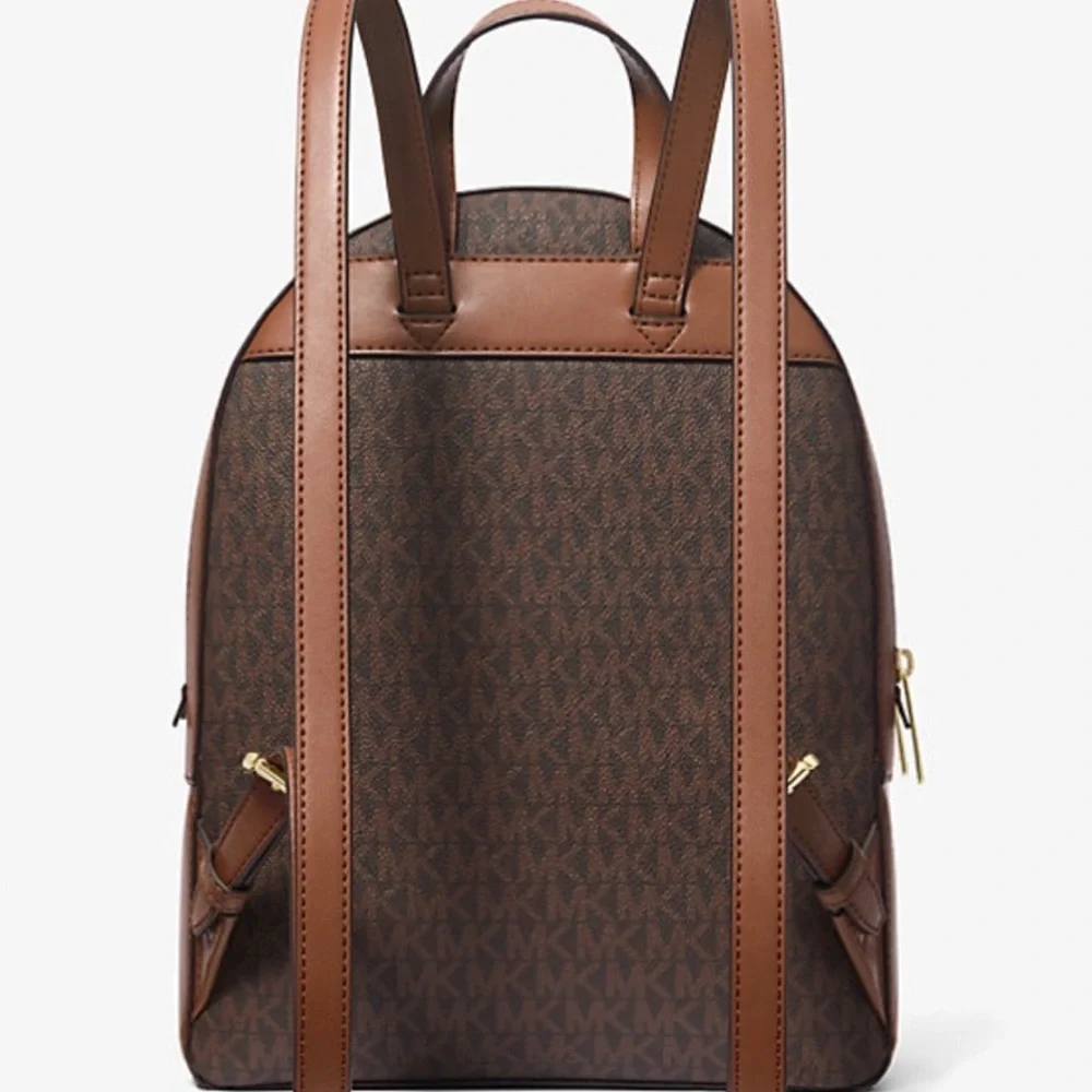 New Michael Kors Medium Signature Brown Backpack with Gold Details